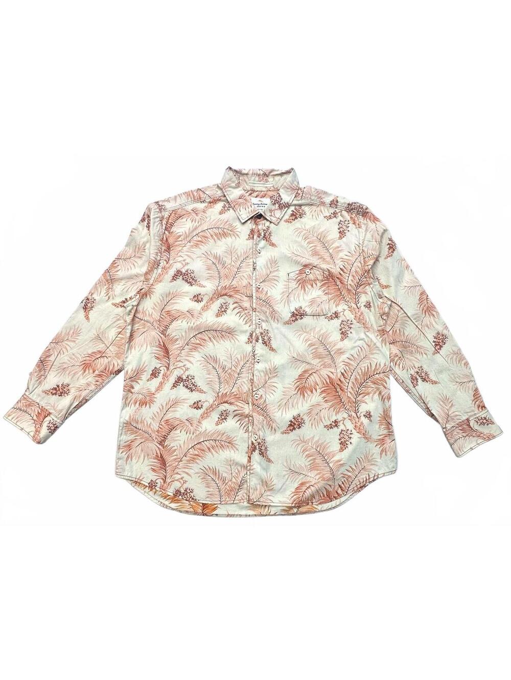 Tommy Bahama Jeans Men’s XL Tropical Palm Floral Long Sleeve Shirt 100% Cotton